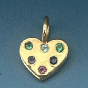 Ariel Gordon 14K Gold Bestie Acrostic Small Heart Multi Stone Charm Pendant